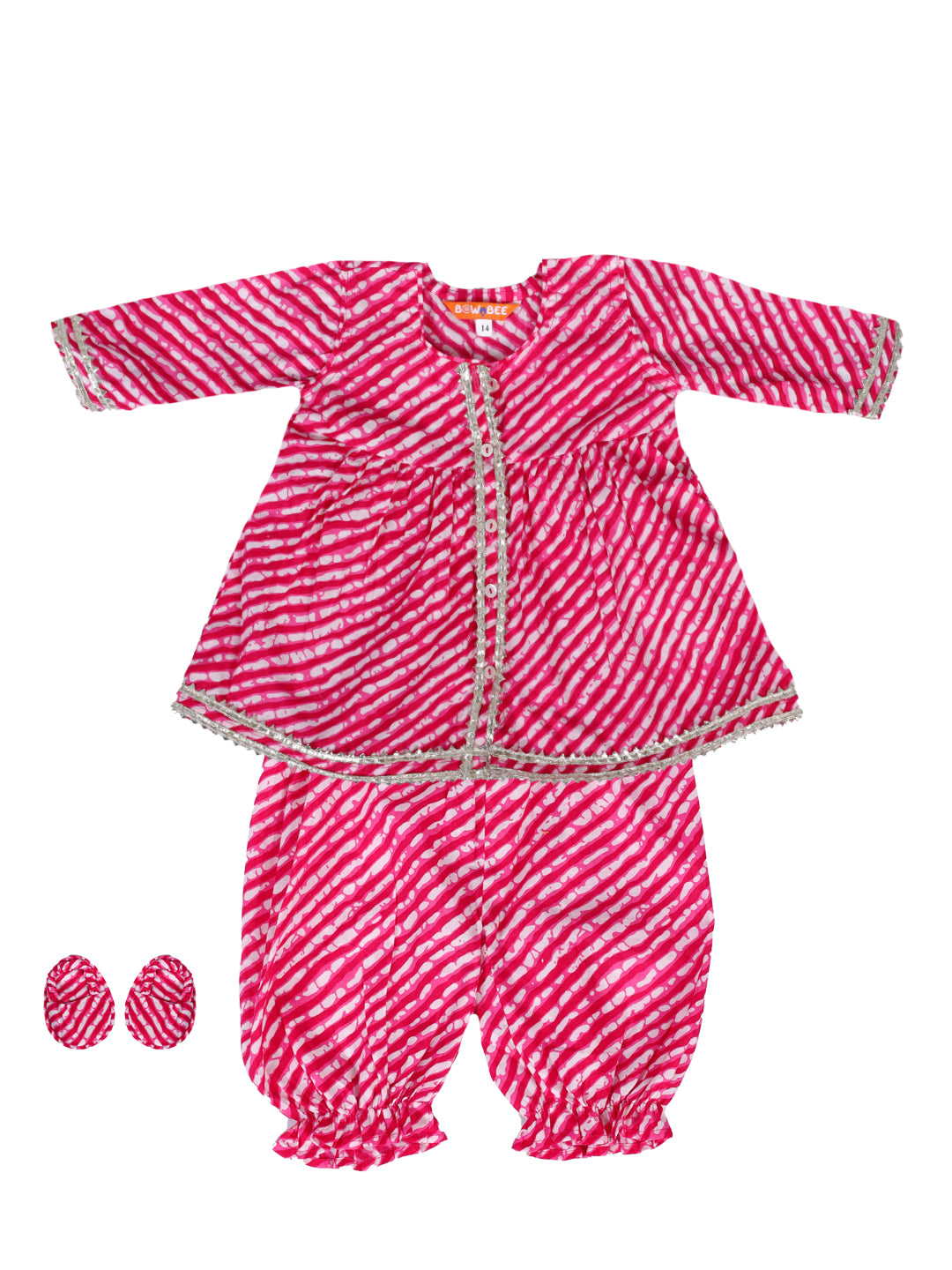 Pure Cotton Ethnic Suit Set for Girls - Pink | BW23IN50PIA | DesiQlo