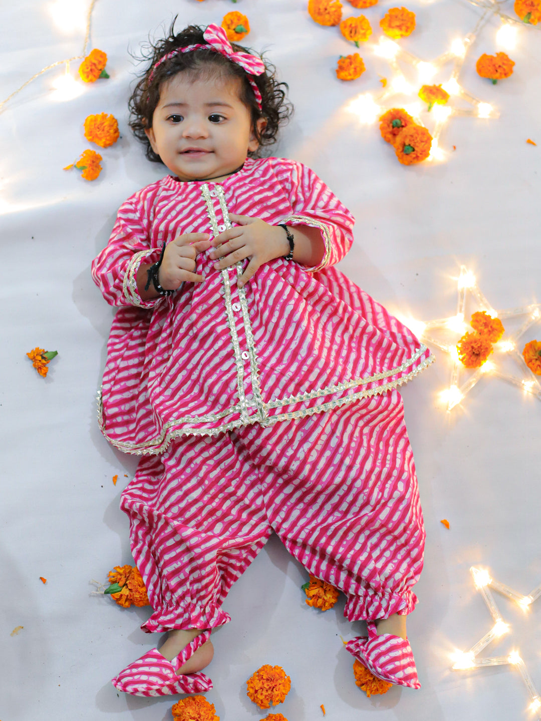Pure Cotton Ethnic Suit Set for Girls - Pink | BW23IN50PIA