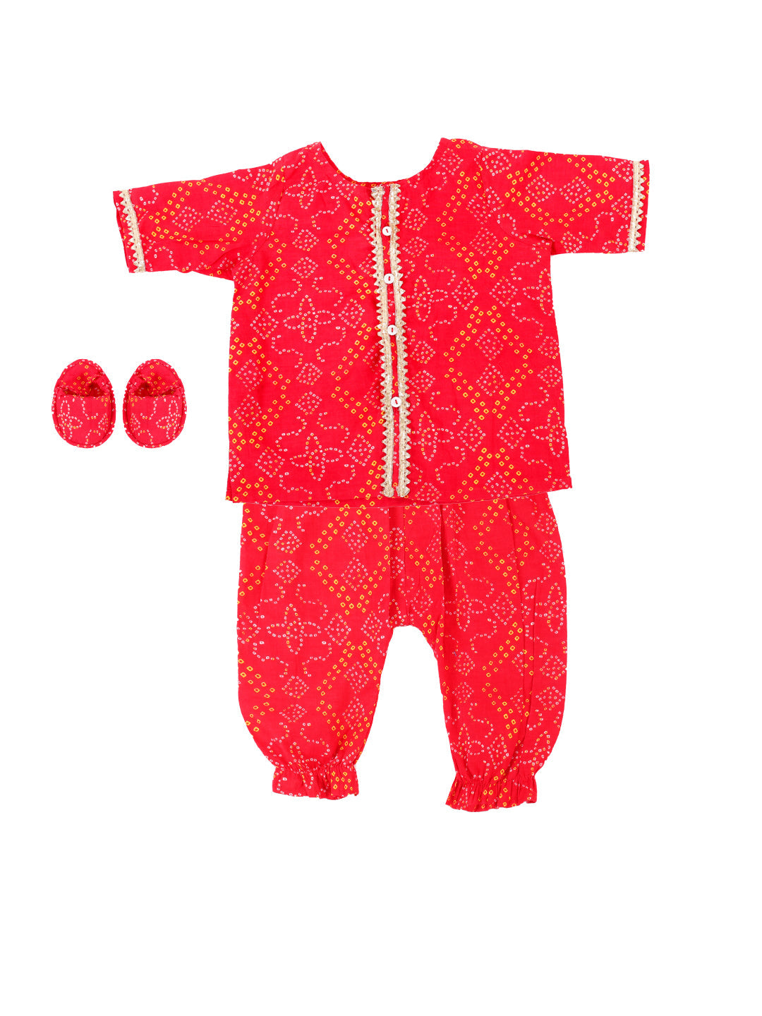 Pure Cotton Ethnic Suit Set for Girls - Red | BW23IN51RDA | DesiQlo