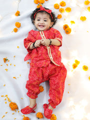 Pure Cotton Ethnic Suit Set for Girls - Red | BW23IN51RDA
