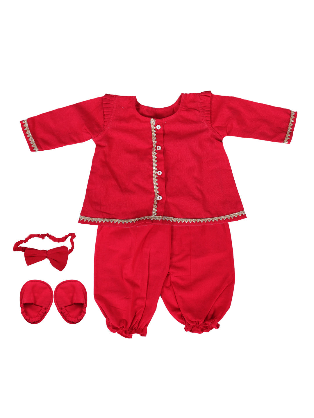 Cotton Ethnic Suit Set for Girls - Red | BW23IN53RDA | DesiQlo