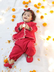 Cotton Ethnic Suit Set for Girls - Red | BW23IN53RDA
