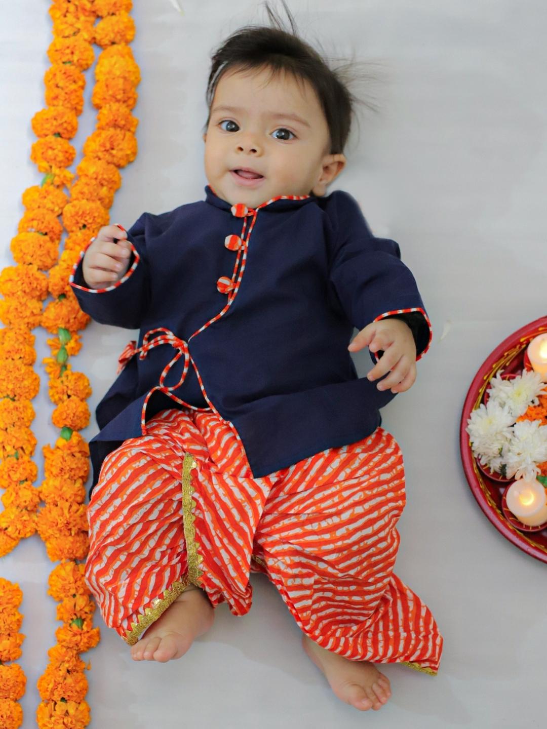 Pure Cotton Dhoti Kurta Set for Boys - Blue | BW23IN54BLA | DesiQlo