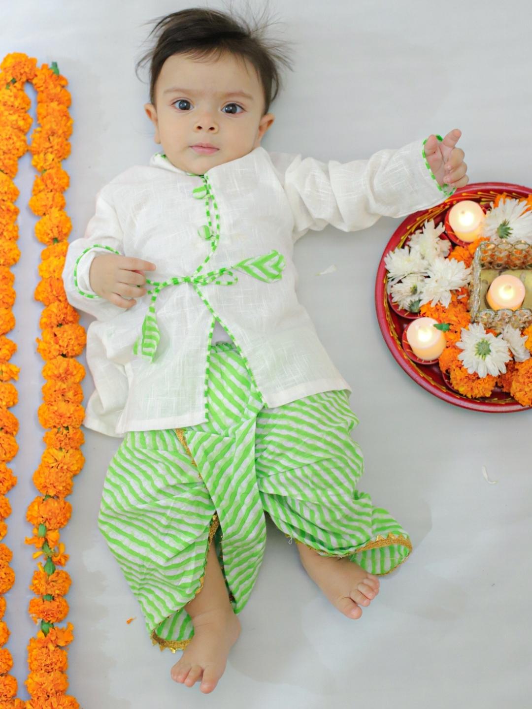 Pure Cotton Dhoti Kurta Set for Boys - White | BW23IN54WHA