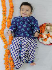 Pure Cotton Dhoti Kurta Set for Boys - Blue | BW23IN55BLA