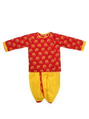 Pure Cotton Dhoti Kurta Set for Boys - Red | BW23IN55RDA