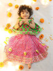 Pure Cotton Lehenga Choli Set for Girls - Green | BW23IN59GRA