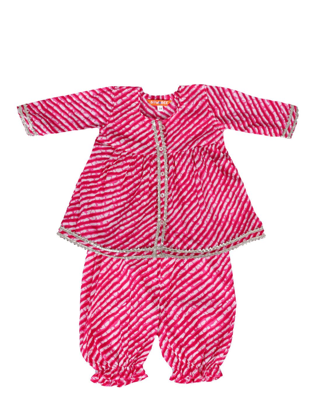 Pure Cotton Ethnic Suit Set for Girls - Pink | BW23IN50PIA | DesiQlo