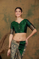 Womens Fashion Ethnic Green Color Sarees-MLSHWSA1177GRN0ONE