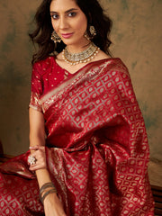 Womens Fashion Ethnic Red Color Sarees-MLSHWSA1181RED0ONE