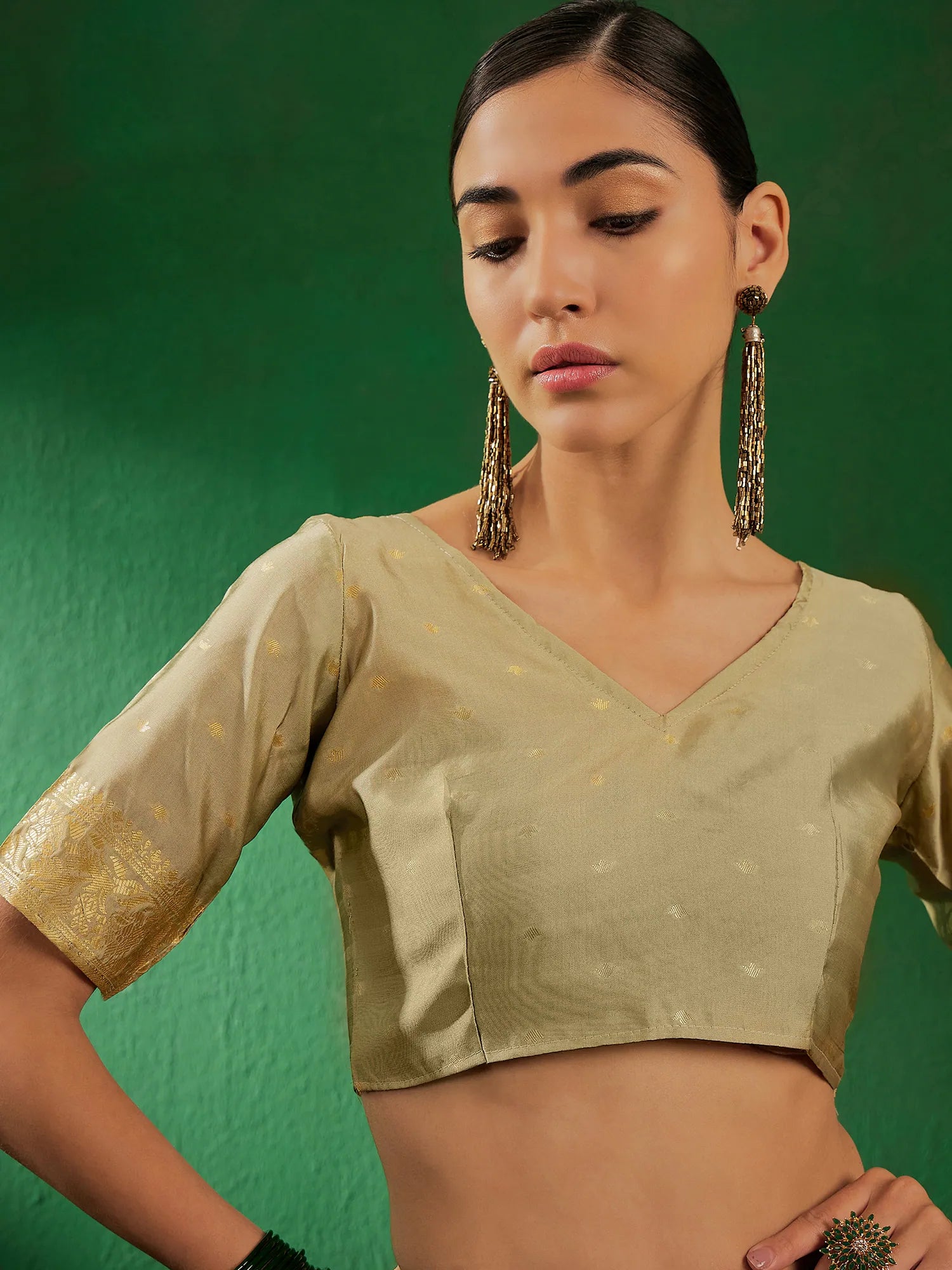 Beige Woven Polyester Saree | Designer Sarees India