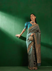 Womens Fashion Ethnic Blue Color Sarees-MLSHWSA1290BLU0ONE