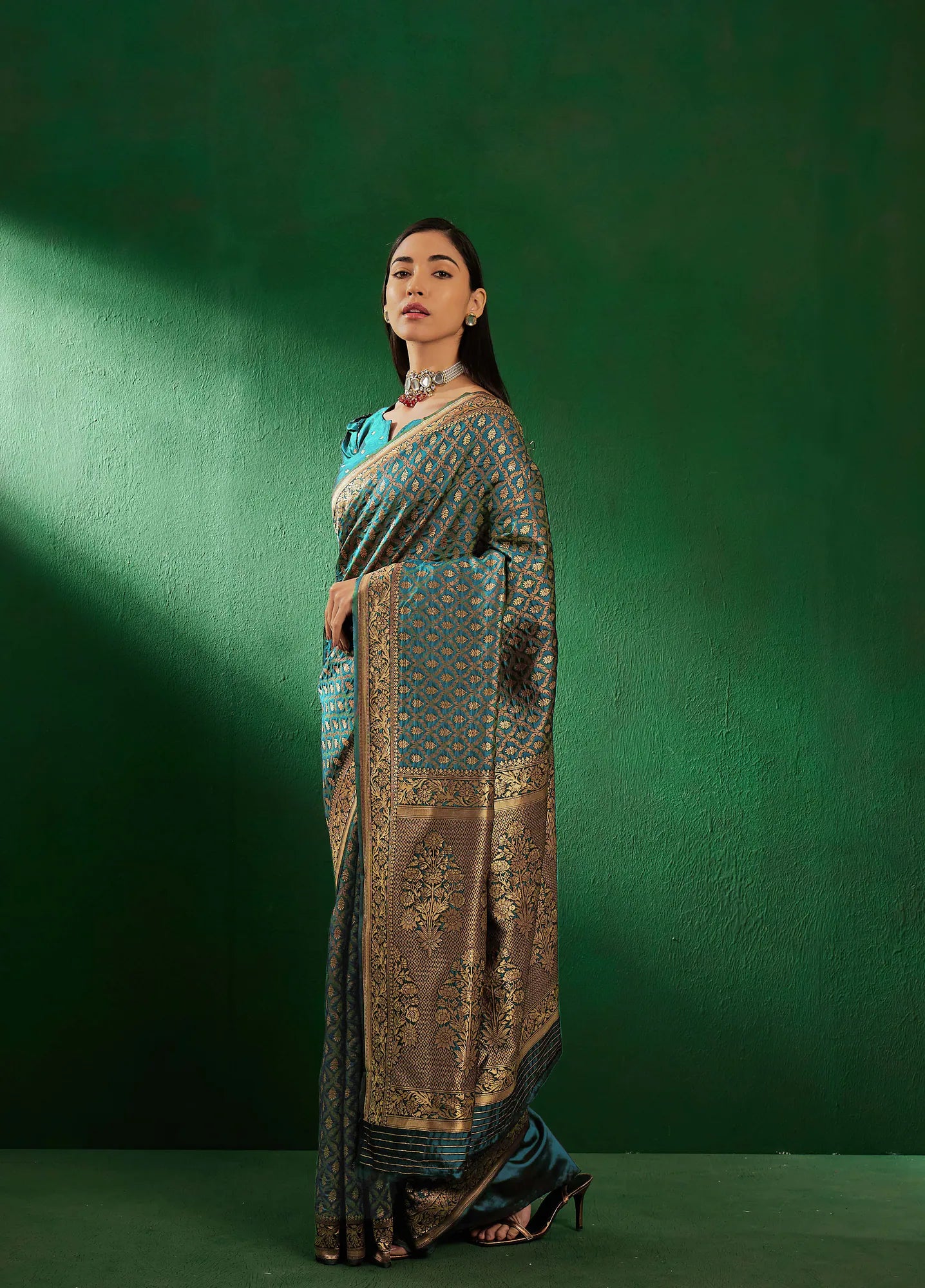 Blue Polyester Saree: Woven Design | Indian Sarees