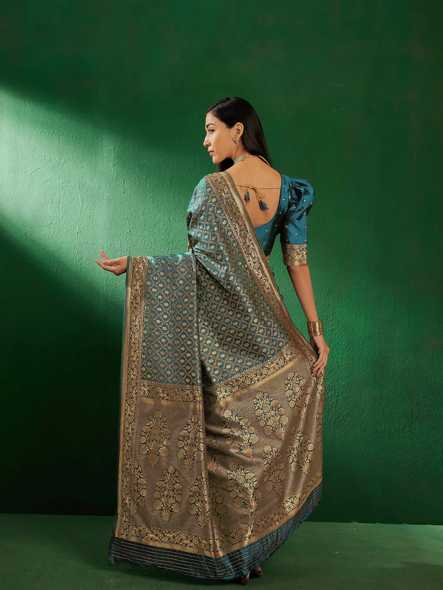 Blue Polyester Saree: Woven Design | Indian Sarees