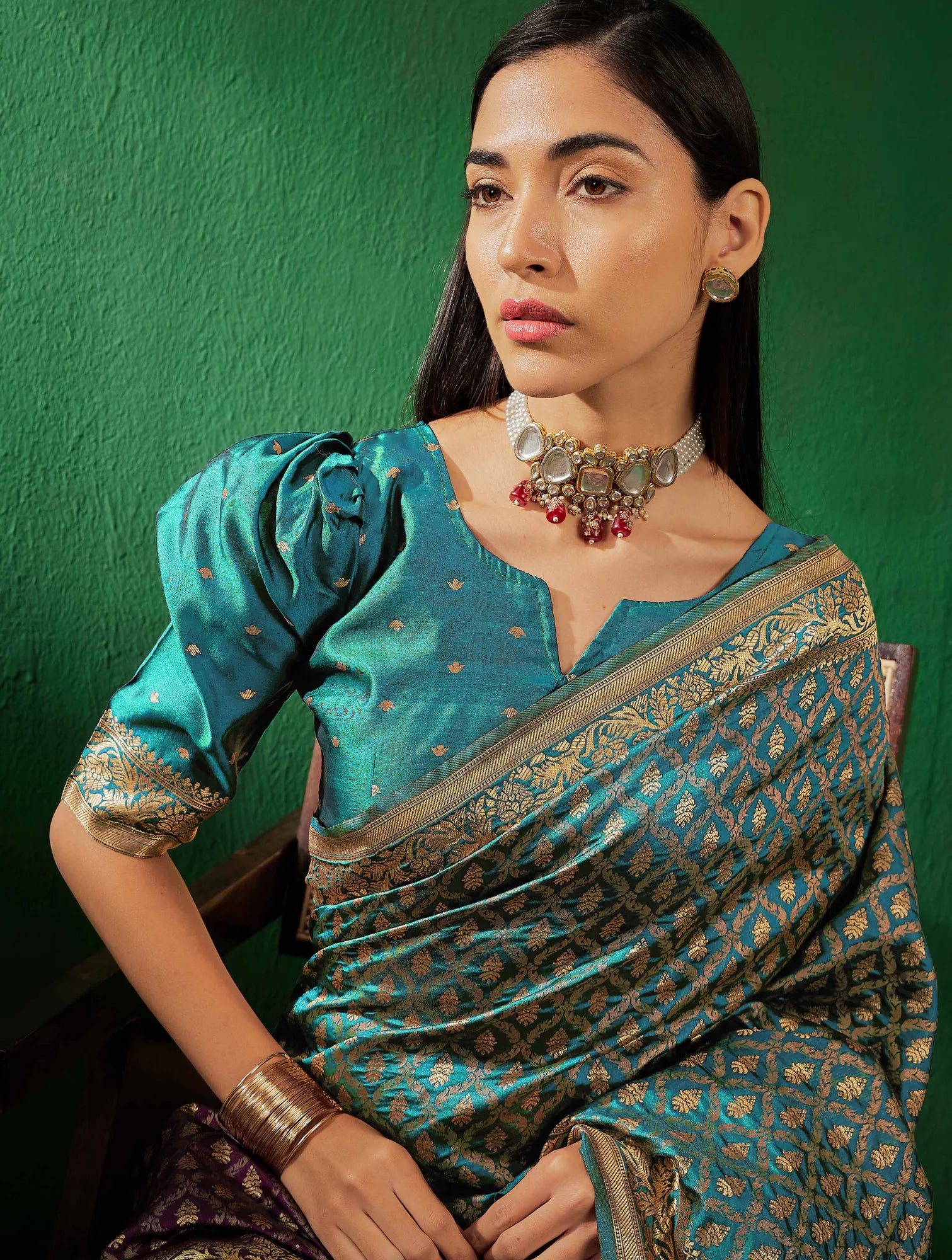 Blue Polyester Saree: Woven Design | Indian Sarees