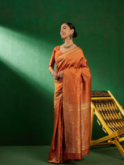 Womens Fashion Ethnic Orange Color Sarees-MLSHWSA1291ORG0ONE