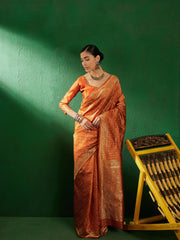 Womens Fashion Ethnic Orange Color Sarees-MLSHWSA1291ORG0ONE