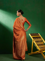 Womens Fashion Ethnic Orange Color Sarees-MLSHWSA1291ORG0ONE