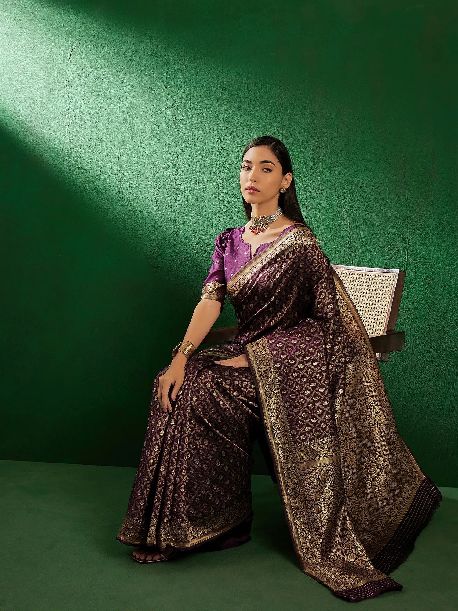 Purple Polyester Saree | Indian Sarees & Woven Design