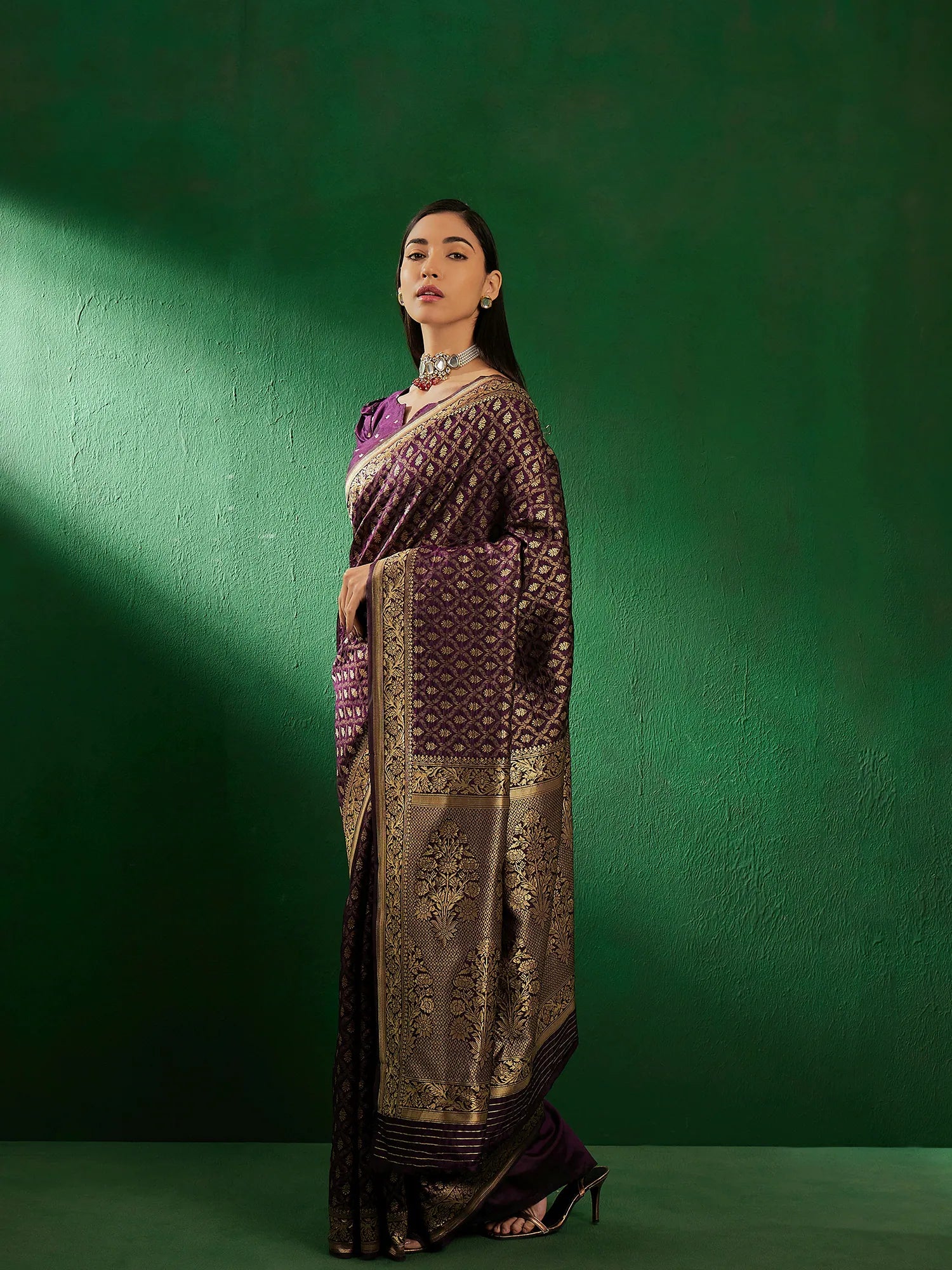 Purple Polyester Saree | Indian Sarees & Woven Design