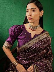 Womens Fashion Ethnic Purple Color Sarees-MLSHWSA1292PUP0ONE
