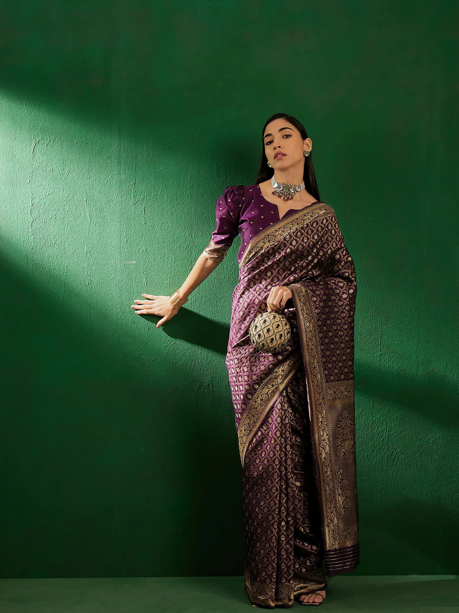 Purple Polyester Saree | Indian Sarees & Woven Design