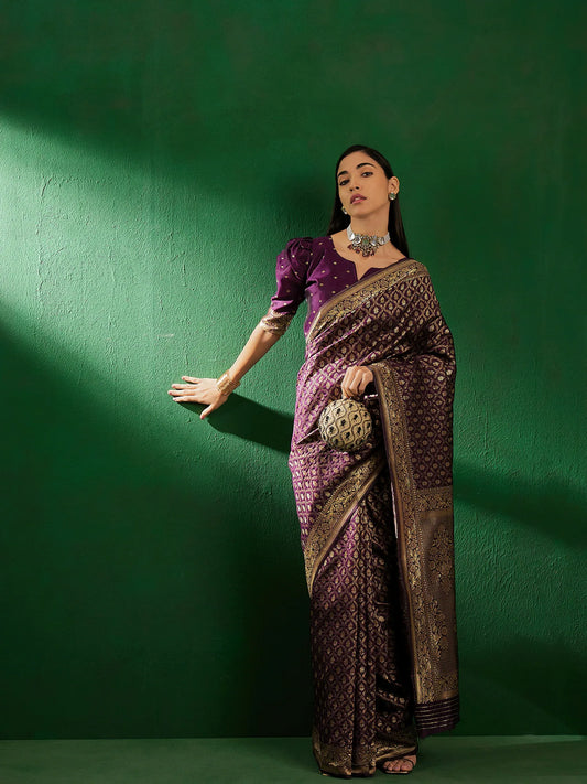 Womens Fashion Ethnic Purple Color Sarees-MLSHWSA1292PUP0ONE 1500