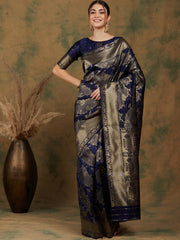 Womens Fashion Ethnic Navy Blue Color Sarees-MLSHWSA1185NBL0ONE