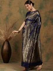Womens Fashion Ethnic Navy Blue Color Sarees-MLSHWSA1185NBL0ONE