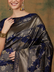 Womens Fashion Ethnic Navy Blue Color Sarees-MLSHWSA1185NBL0ONE