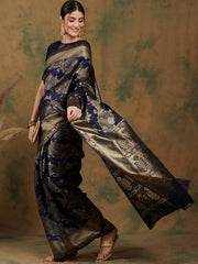 Womens Fashion Ethnic Navy Blue Color Sarees-MLSHWSA1185NBL0ONE