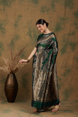 Womens Fashion Ethnic Green Color Sarees-MLSHWSA1187GRN0ONE