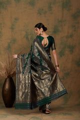 Womens Fashion Ethnic Green Color Sarees-MLSHWSA1187GRN0ONE