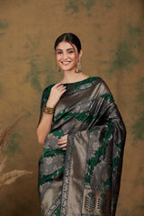 Womens Fashion Ethnic Green Color Sarees-MLSHWSA1187GRN0ONE