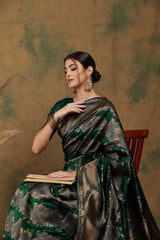 Womens Fashion Ethnic Green Color Sarees-MLSHWSA1187GRN0ONE