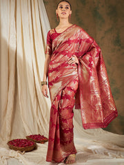 Womens Fashion Ethnic Red Color Sarees-MLSHWSA1188RED0ONE