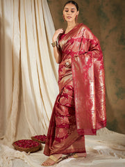 Womens Fashion Ethnic Red Color Sarees-MLSHWSA1188RED0ONE