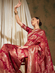 Womens Fashion Ethnic Red Color Sarees-MLSHWSA1188RED0ONE