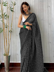 Georgette Saree for Women - Black | MLWSHSA9136BLK