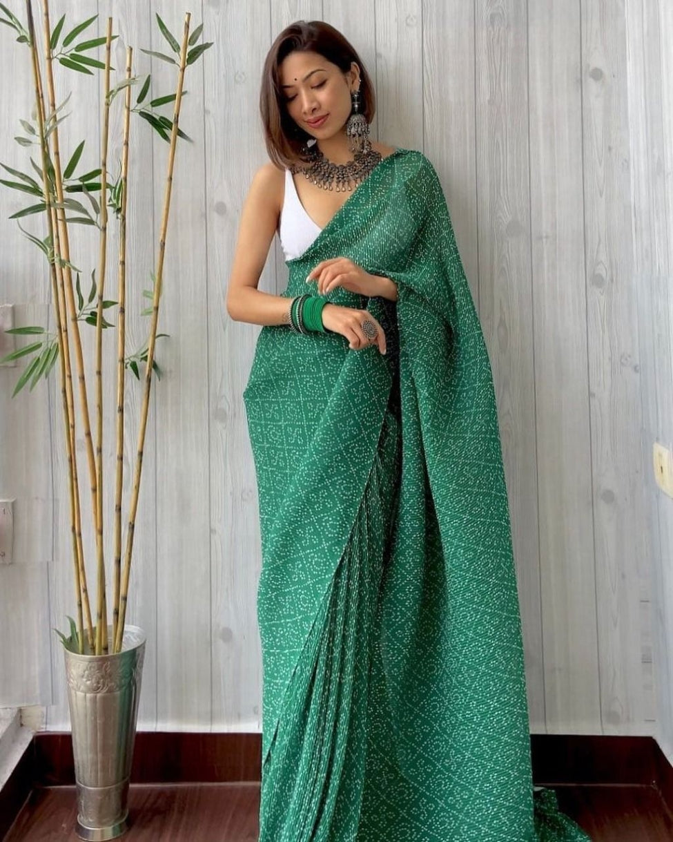 Georgette Saree for Women - Green | MLWSHSA9138GRN | DesiQlo