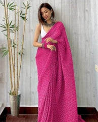 Georgette Saree for Women - Pink | MLWSHSA9139PNK