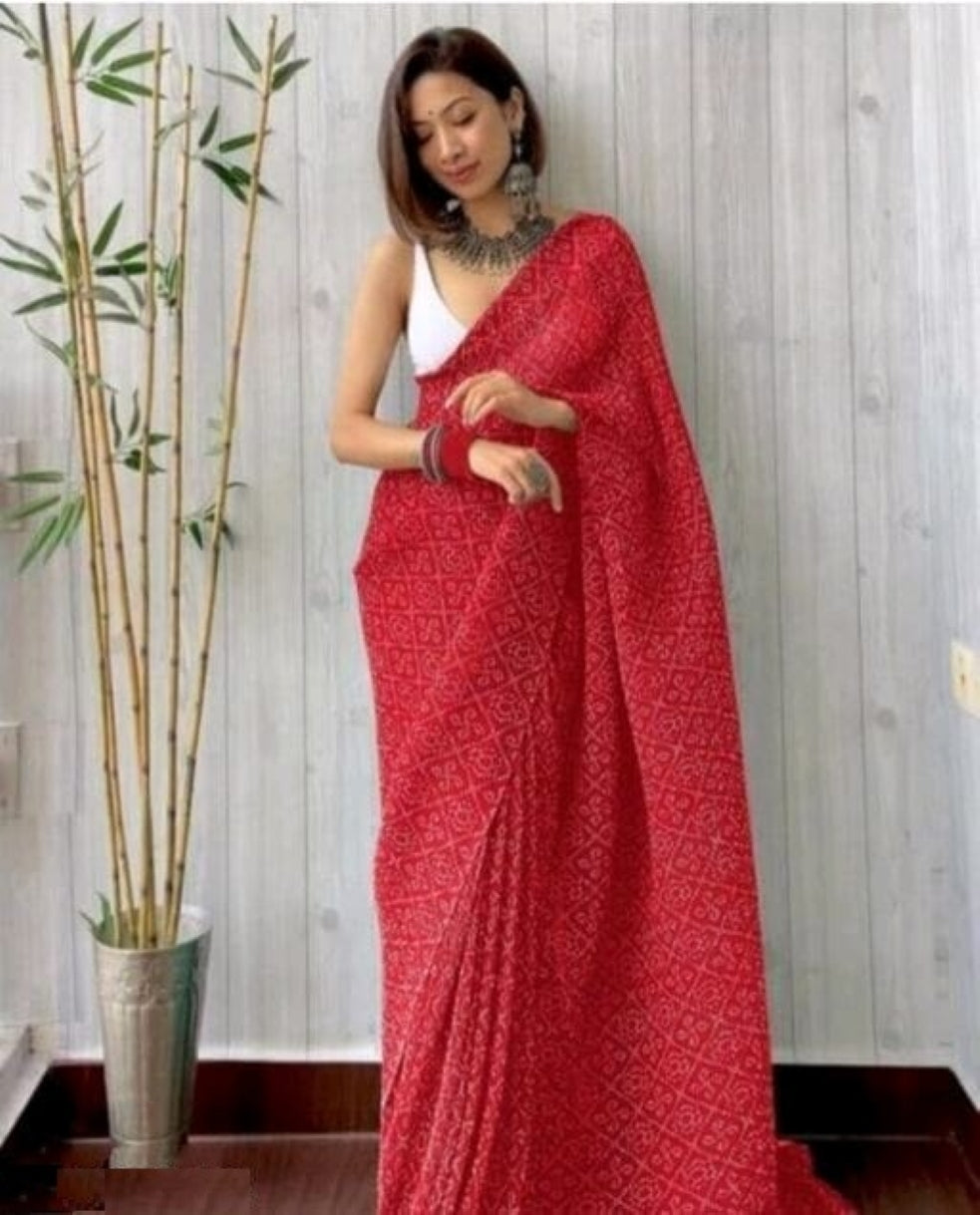 Georgette Saree for Women - Red | MLWSHSA9141RED | DesiQlo