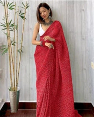 Georgette Saree for Women - Red | MLWSHSA9141RED