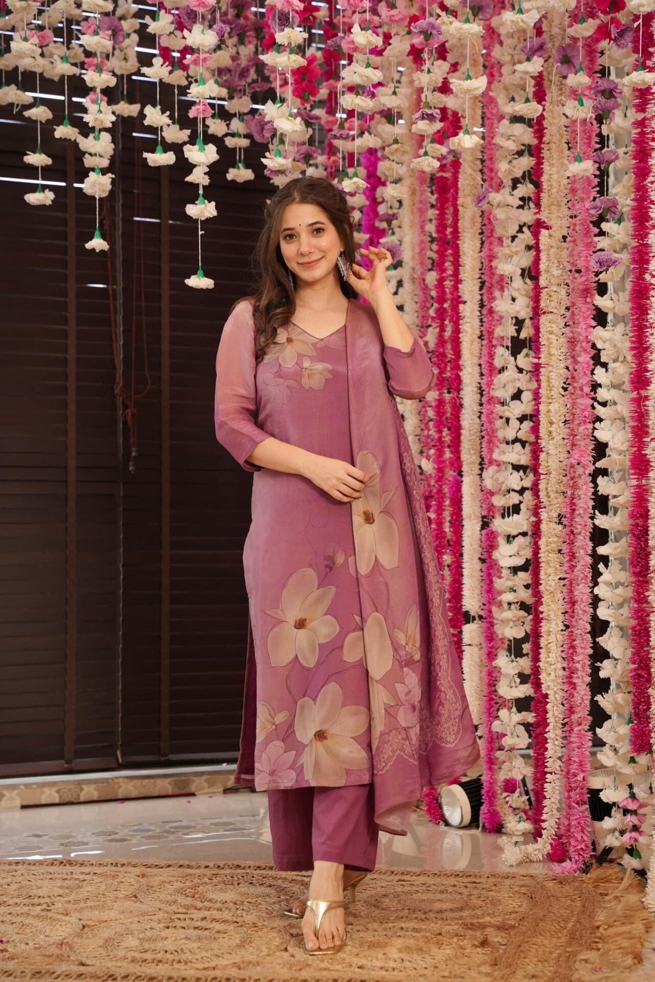 Silk Blend Kurta Set for Women - Pink | MLWSHKS8880MUE | DesiQlo