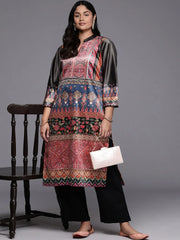 Women Ethnic Motifs Printed Gotta Patti Velvet Kurta-AP-AHKUVLDP-1106