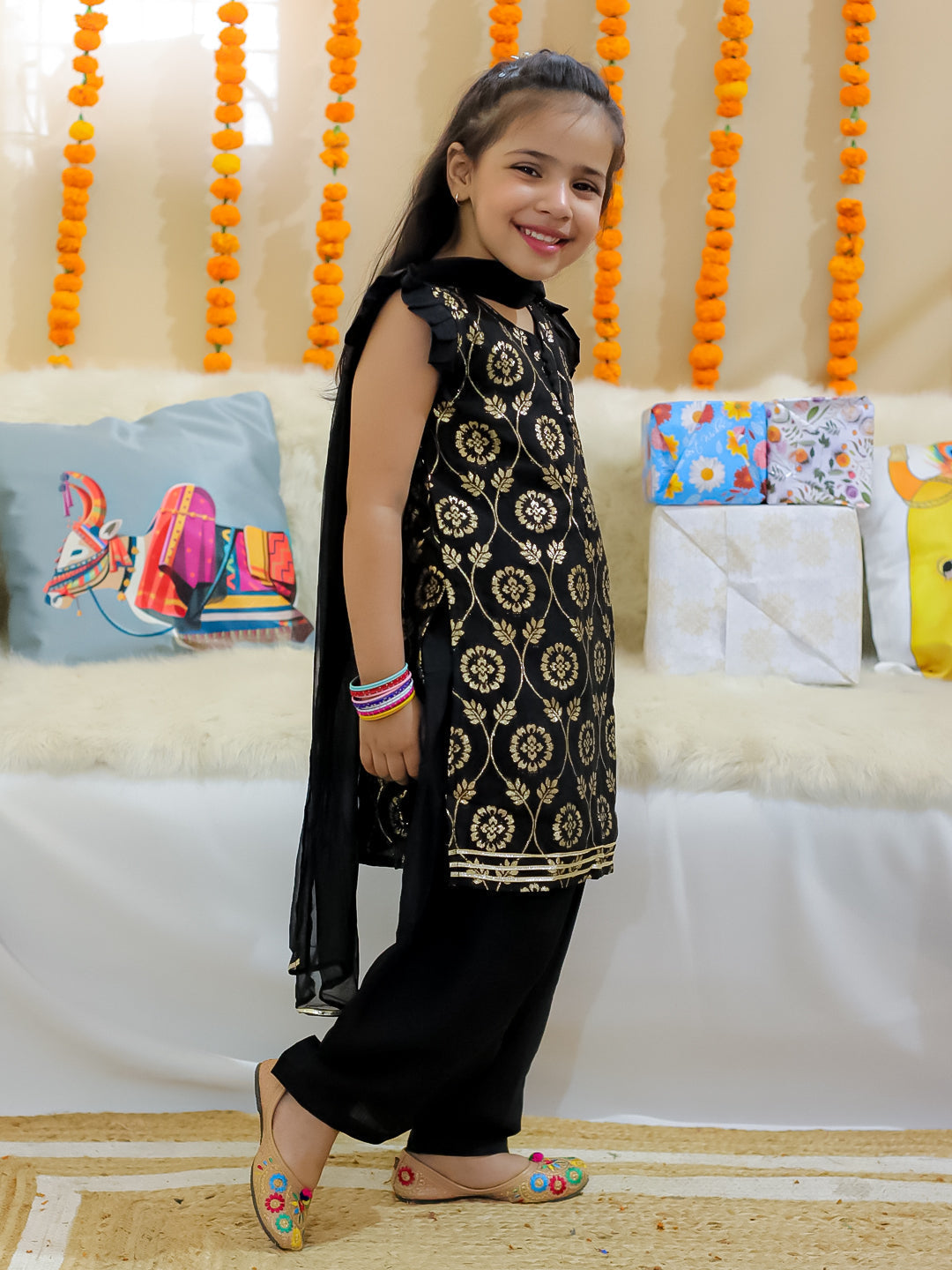 Ethnic Suit Set for Girls - Black | BR24SU52BKA | DesiQlo