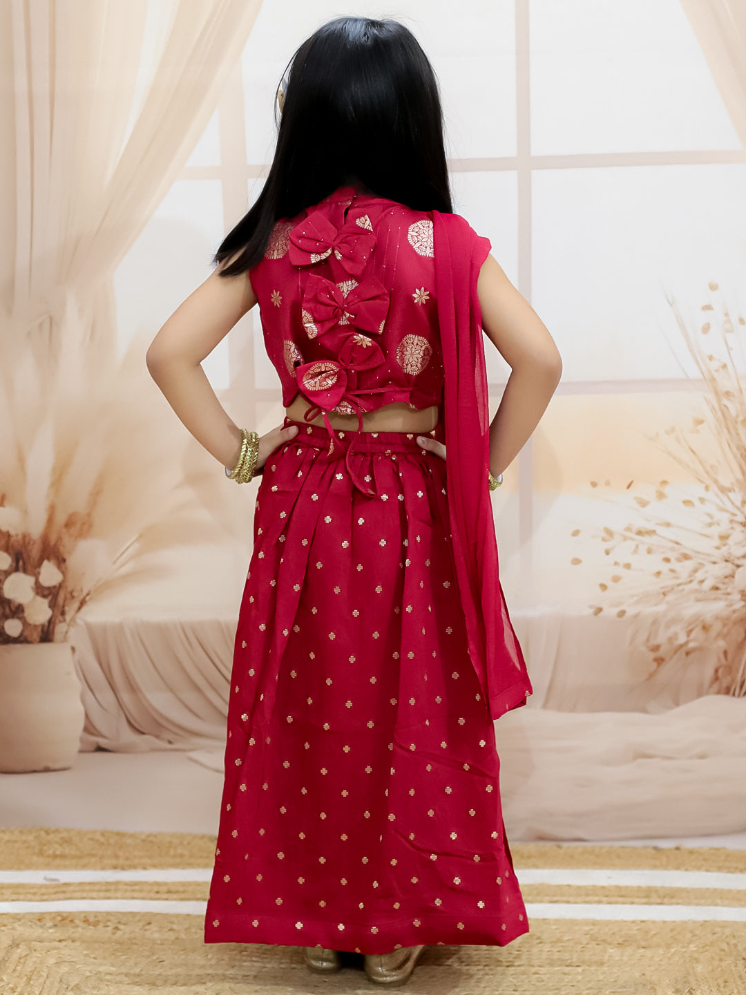 Lehenga Choli Set for Girls - Maroon | BR24LC76MRA | DesiQlo