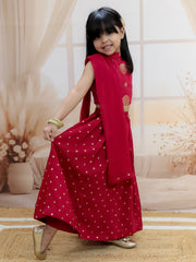Lehenga Choli Set for Girls - Maroon | BR24LC76MRA