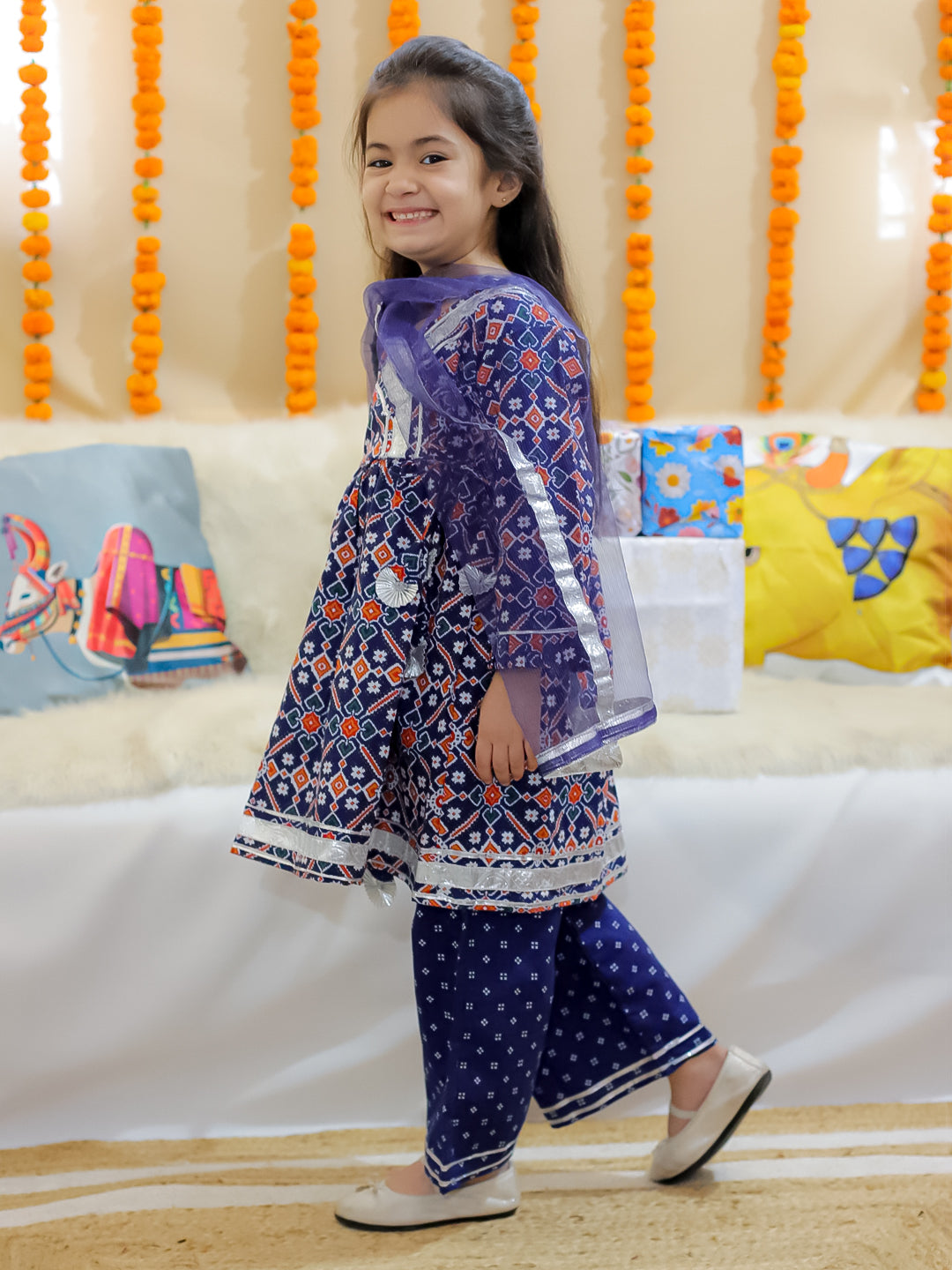 Ethnic Suit Set for Girls - Indigo | BR24SU51INA | DesiQlo