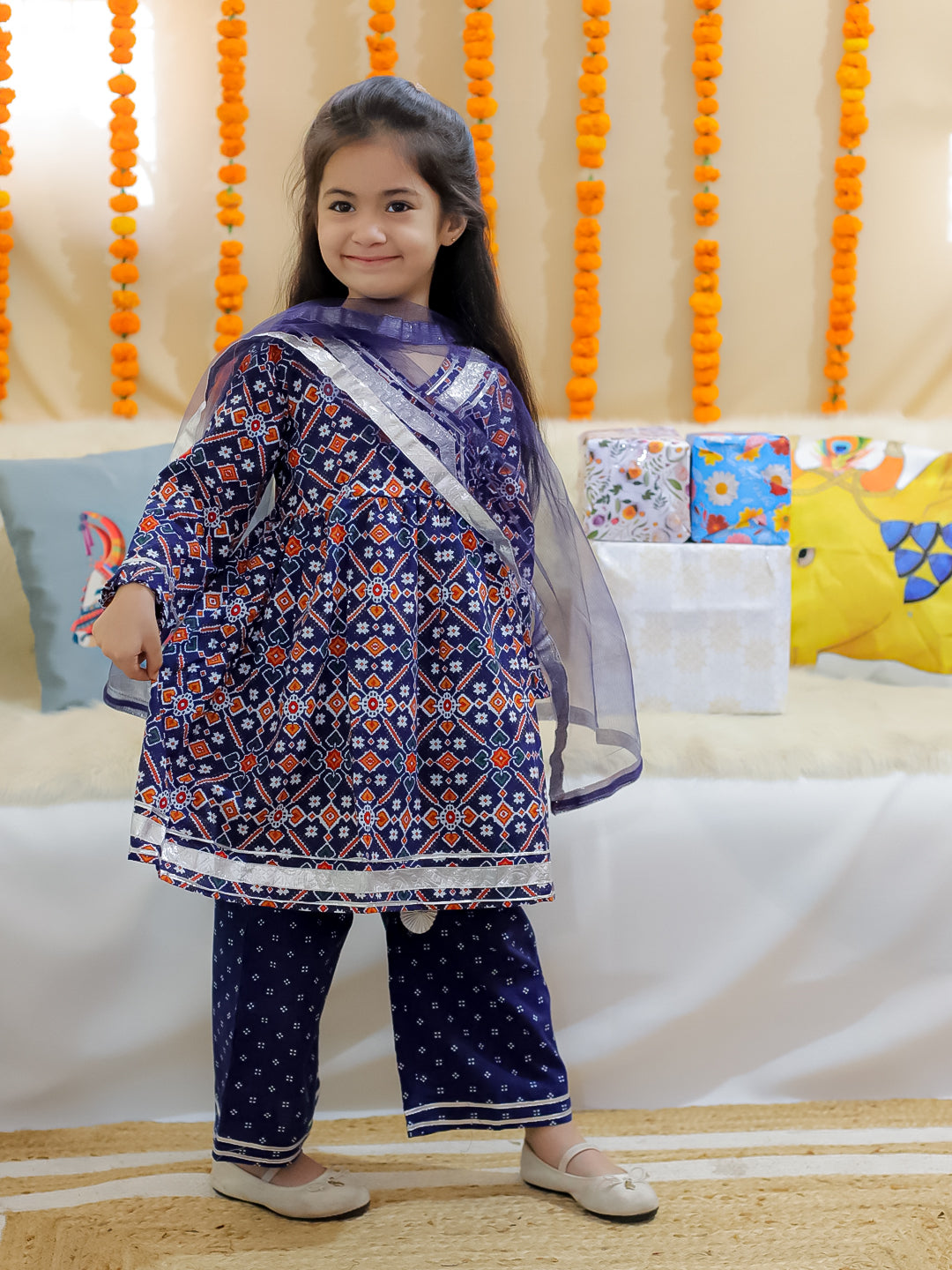 Ethnic Suit Set for Girls - Indigo | BR24SU51INA